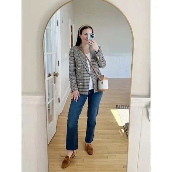 J. Crew Brynn Double Breasted Blazer Jacket in Plaid Italian Wool Blend size 10 - Picture 2 of 16